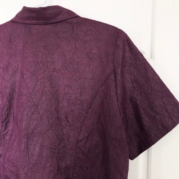 Vintage 80s Short Sleeve Wrinkle Texture Blouse - Picture 4 of 6